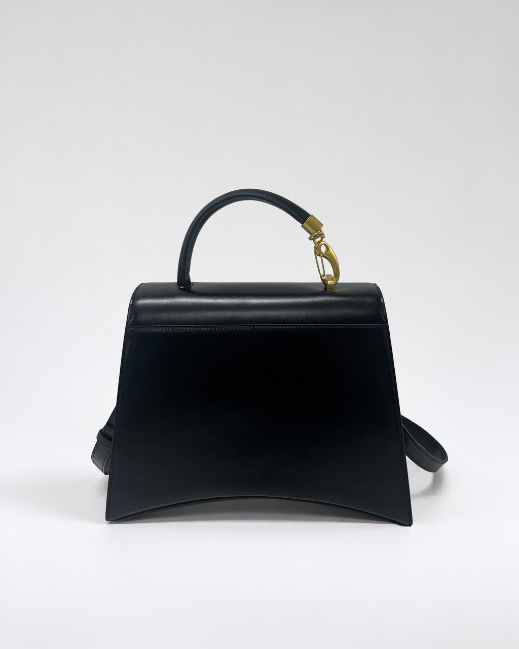 Sac Moyen Format En Cuir À Fermoir - Noir
