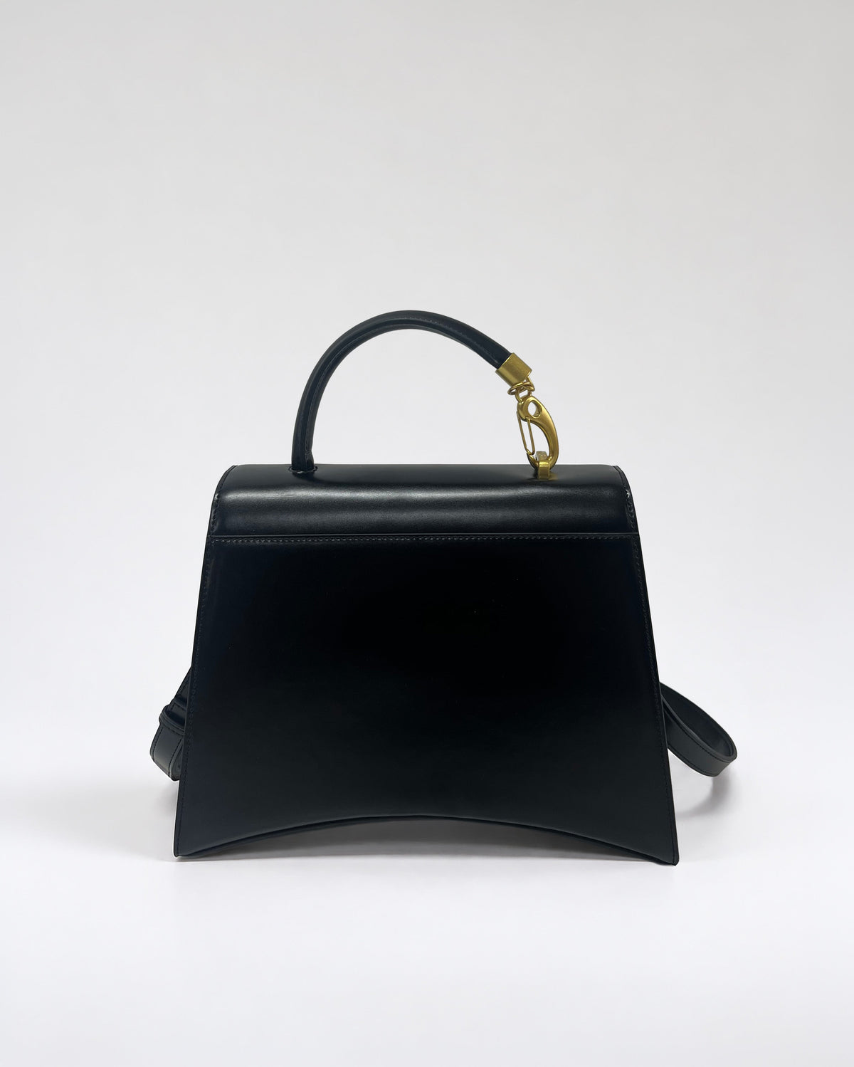 Sac Moyen Format En Cuir À Fermoir - Noir