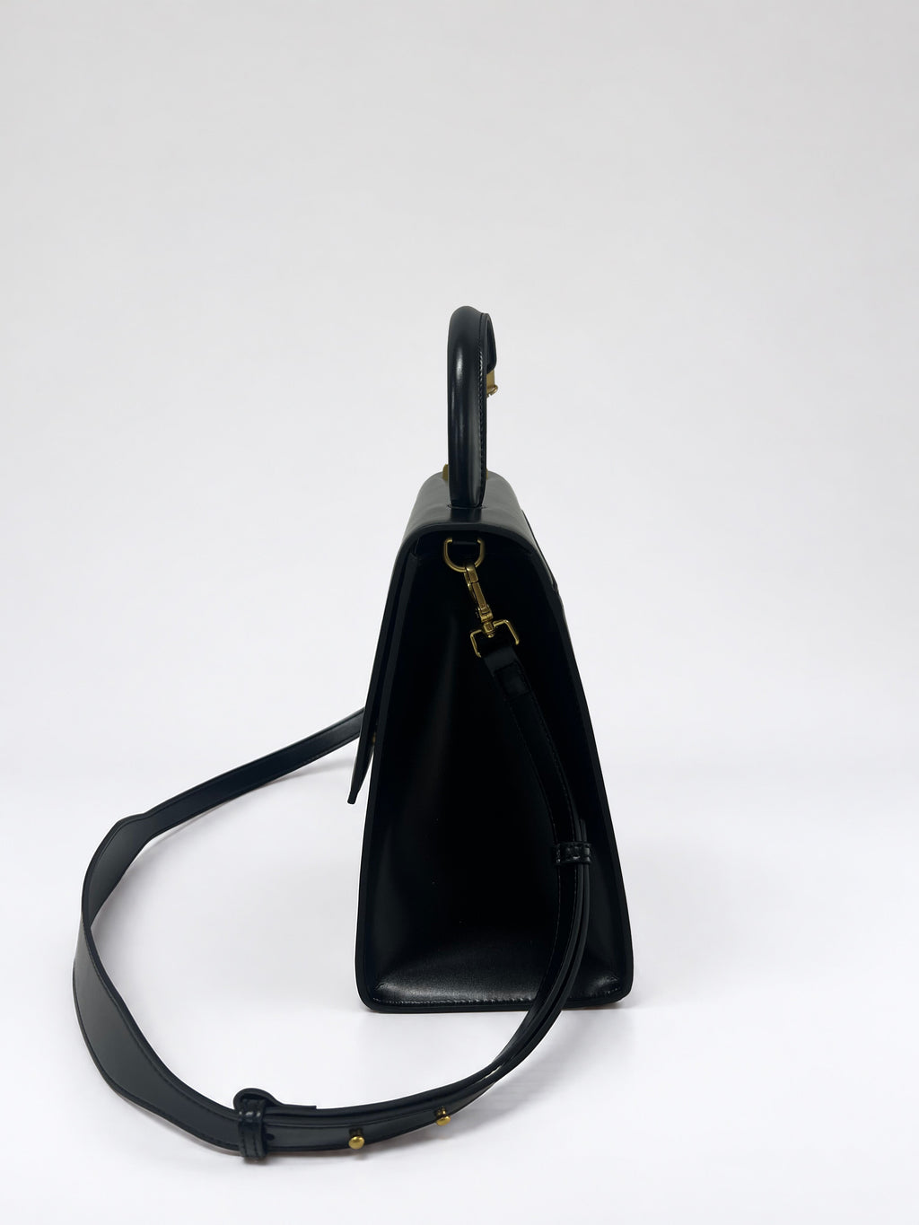 Sac Moyen Format En Cuir À Fermoir - Noir