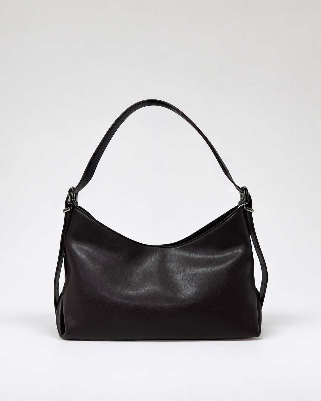 Sac Hobo En Cuir À Boucle Et Bandoulière Réglable - Marron Foncé