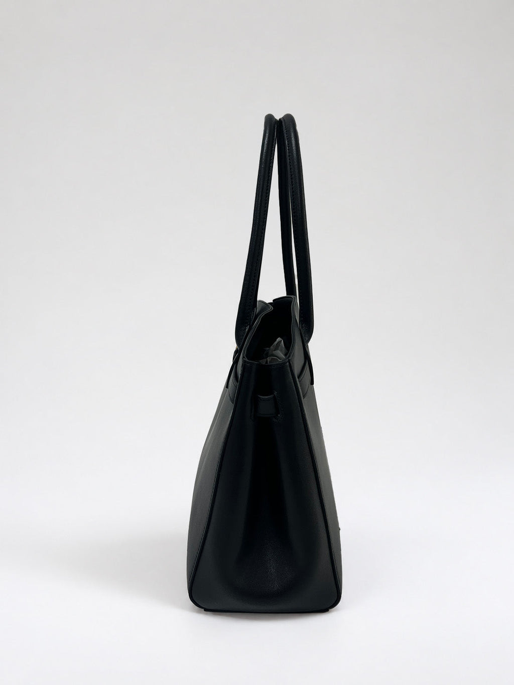Cabas Porté Épaule En Cuir À Détail Ceinturé - Noir