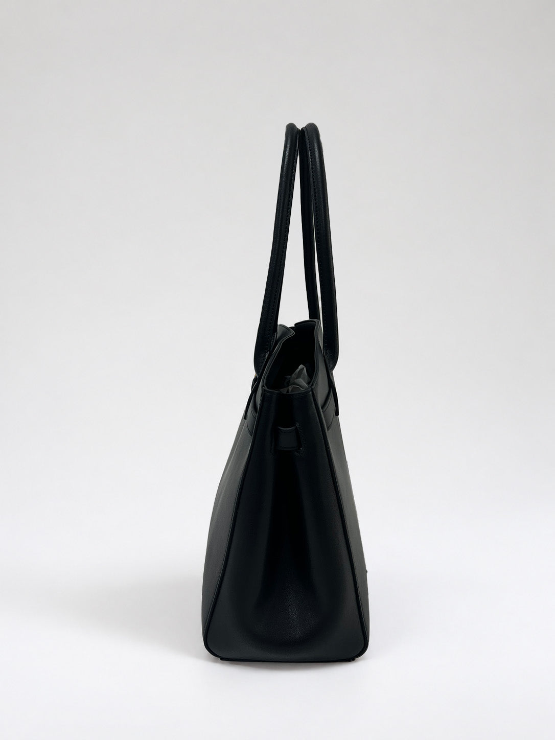 Cabas Porté Épaule En Cuir À Détail Ceinturé - Noir