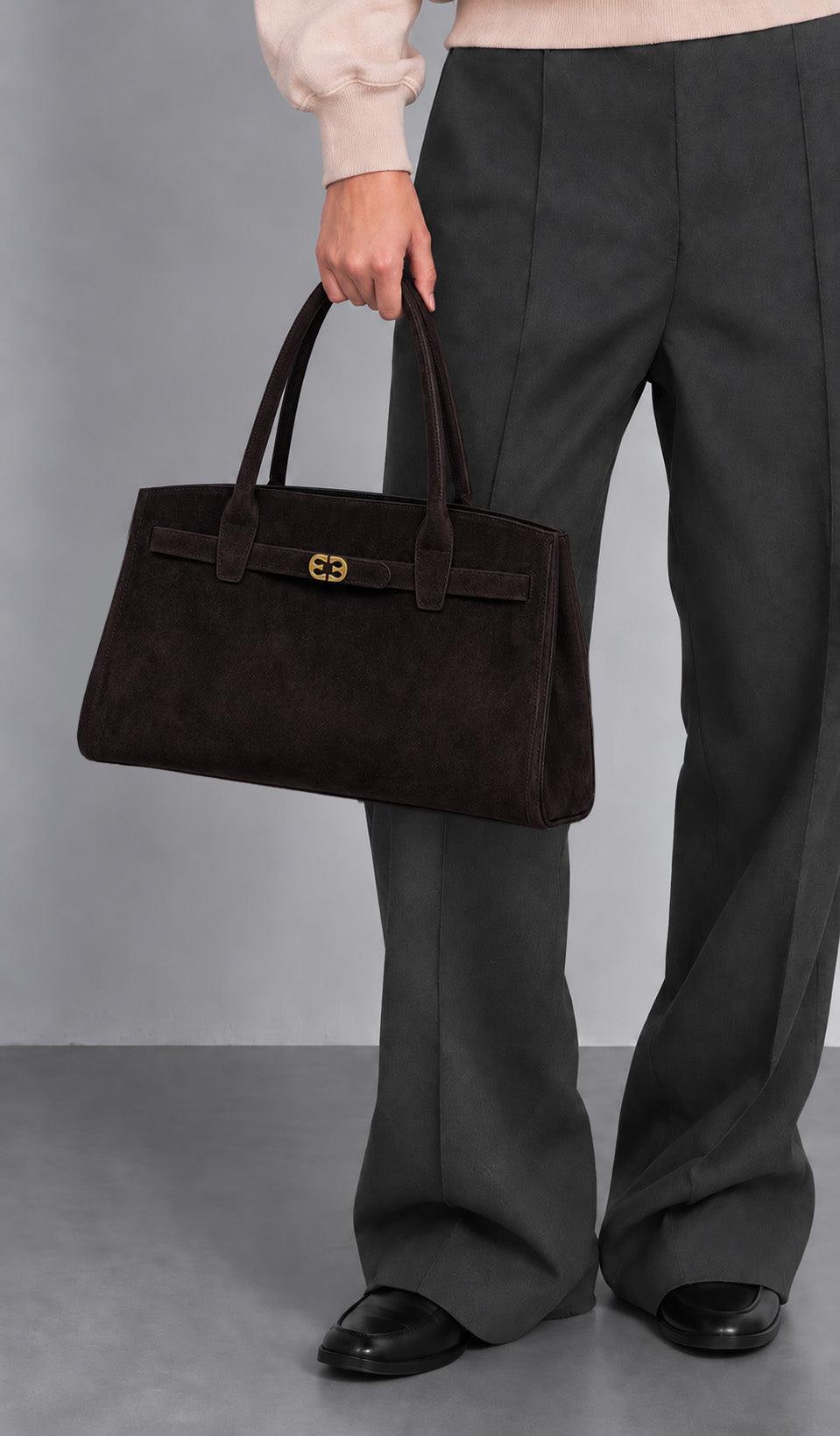 Cabas Porté Épaule En Cuir À Détail Ceinturé - Marron Foncé