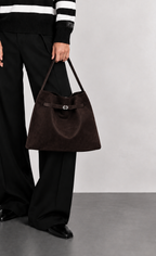 Sac Hobo En Cuir À Détail Ceinturé - Marron Foncé