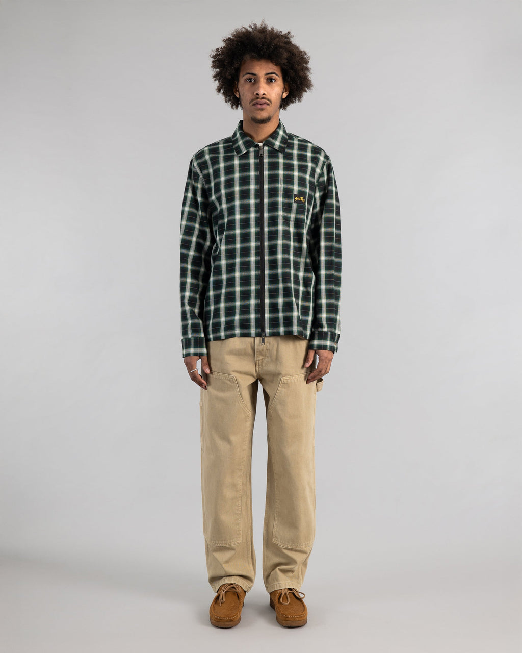 Camisa Zip - Cuadros Verdes