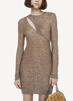Stella Mc Cartney - Ready-To-W Sequin Drip Mini Dress - Grey/Gold - Women