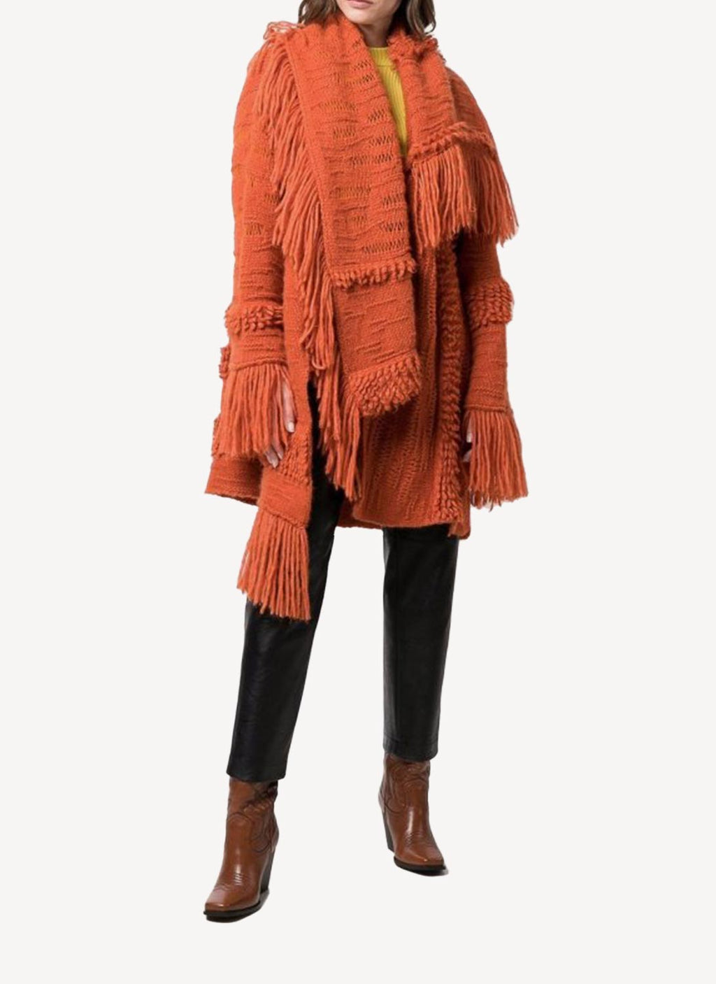 Manteau Airy Alpaca Texture Knit - Tangerine - Femme