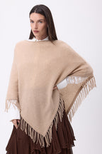 Stepp Fringed Poncho - Cream Beige - Women