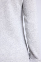 Rundhalset sweater med påsyede hjerter på albuerne Stitch - Lysegrå Hvid - Dame - 100% kashmir