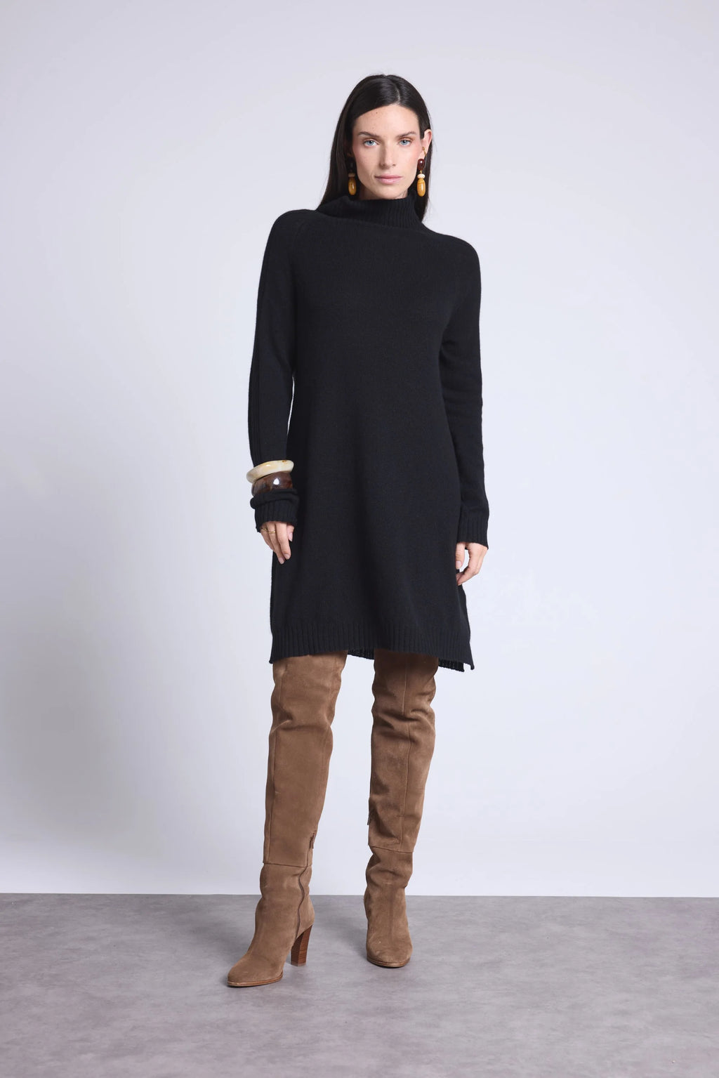 Robe Col Roule Sultana - Noir - Femme - 100% Cachemire