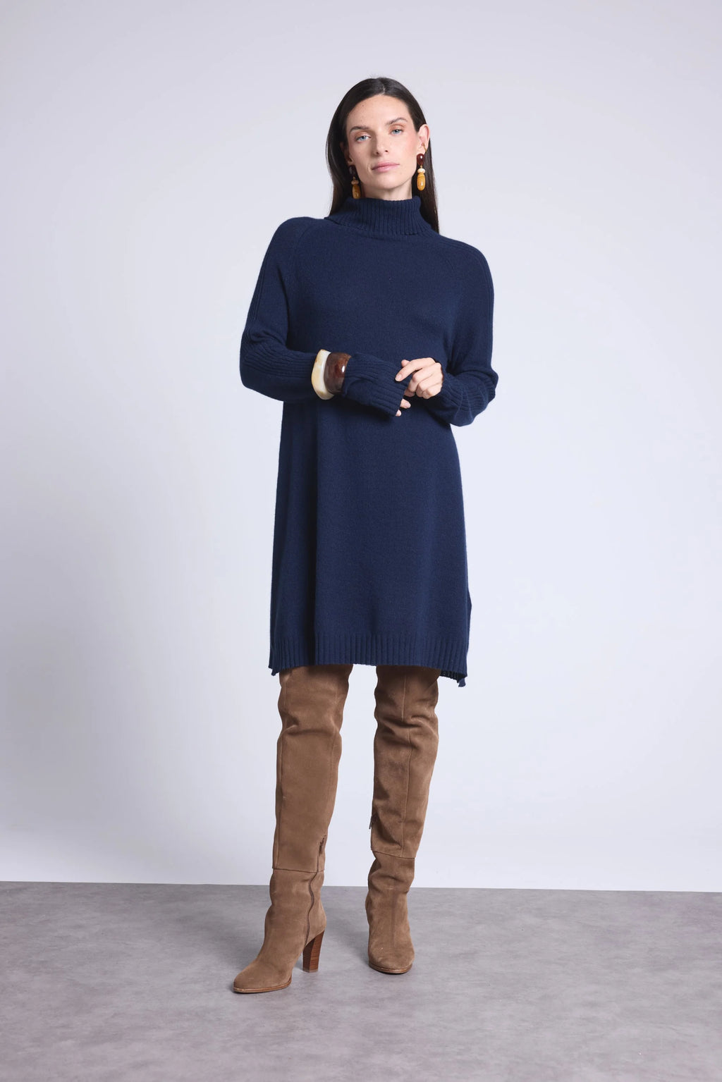 Rollkragenkleid Sultana - Marineblau - Damen - 100 % Kaschmir