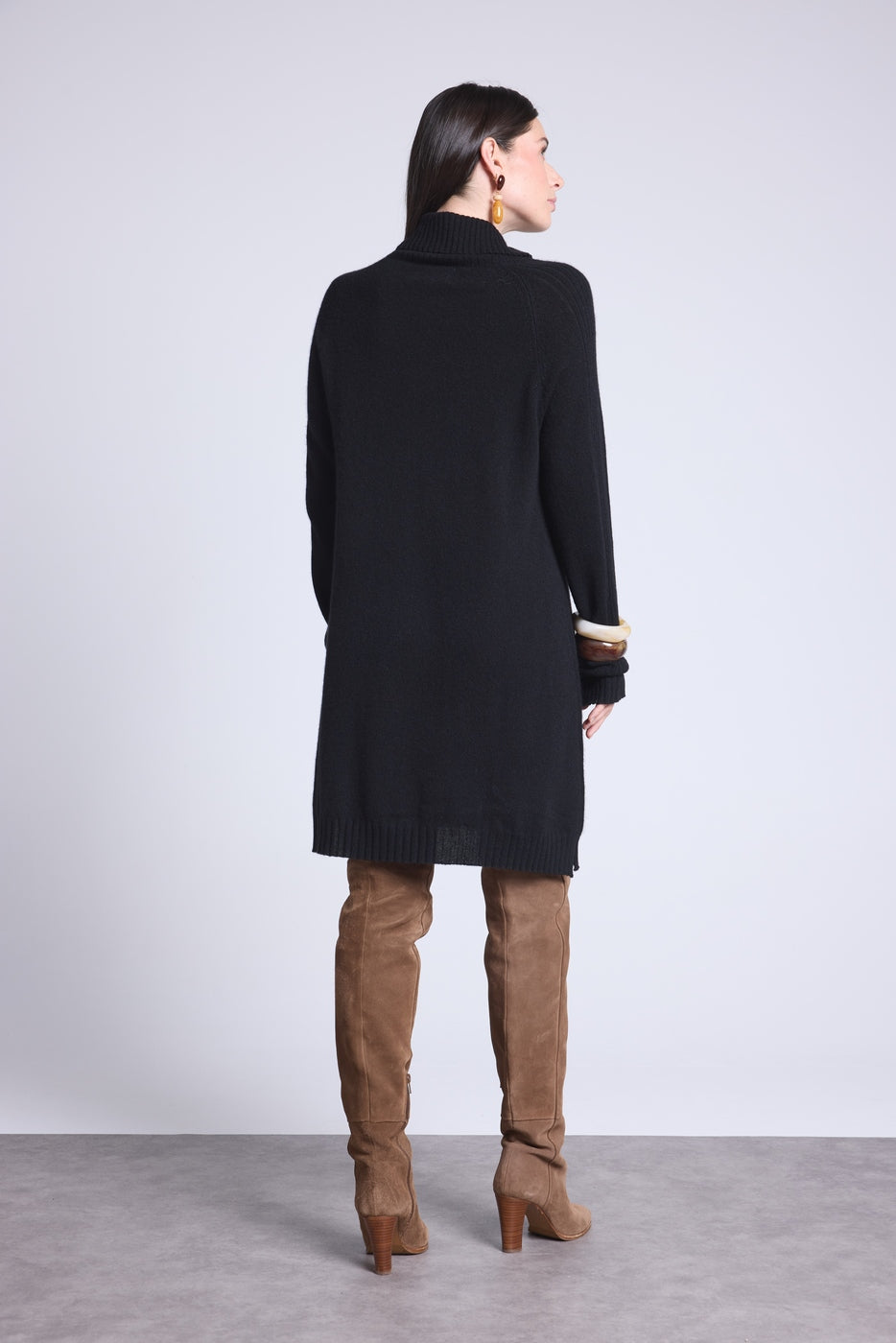 Robe Col Roule Sultana - Noir - Femme - 100% Cachemire