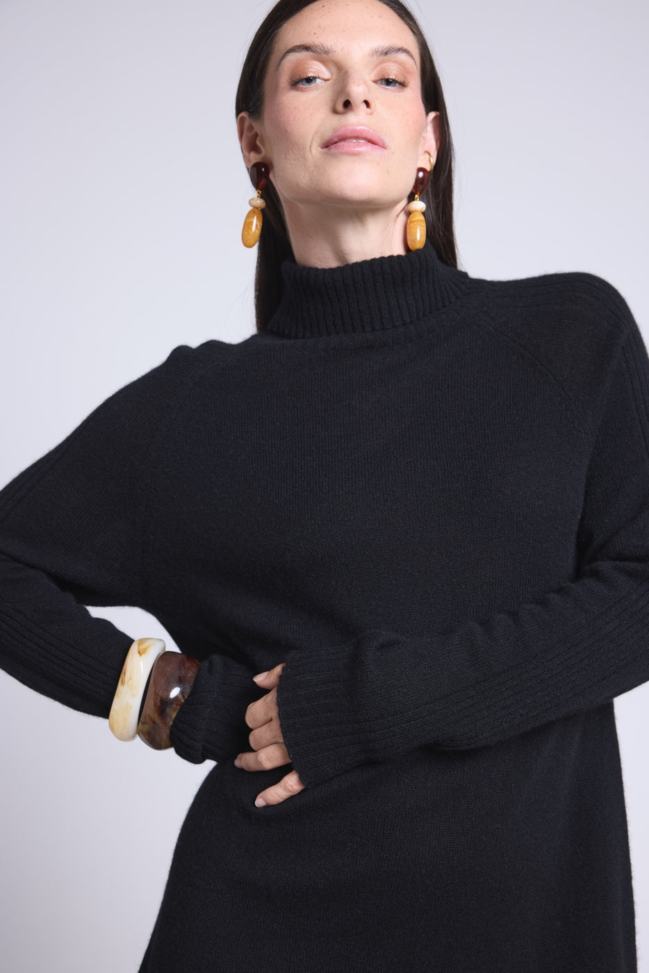 Robe Col Roule Sultana - Noir - Femme - 100% Cachemire