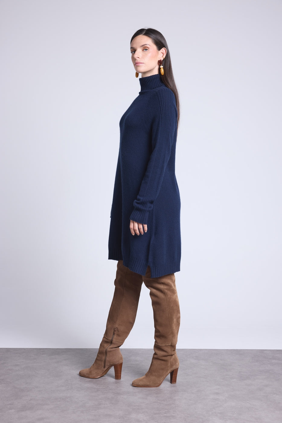 Rollkragenkleid Sultana - Marineblau - Damen - 100 % Kaschmir