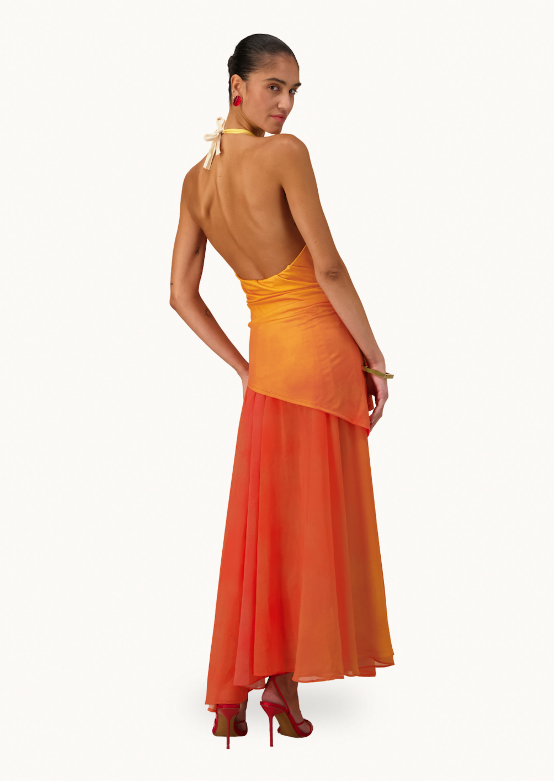 Vestido pajarito naranja