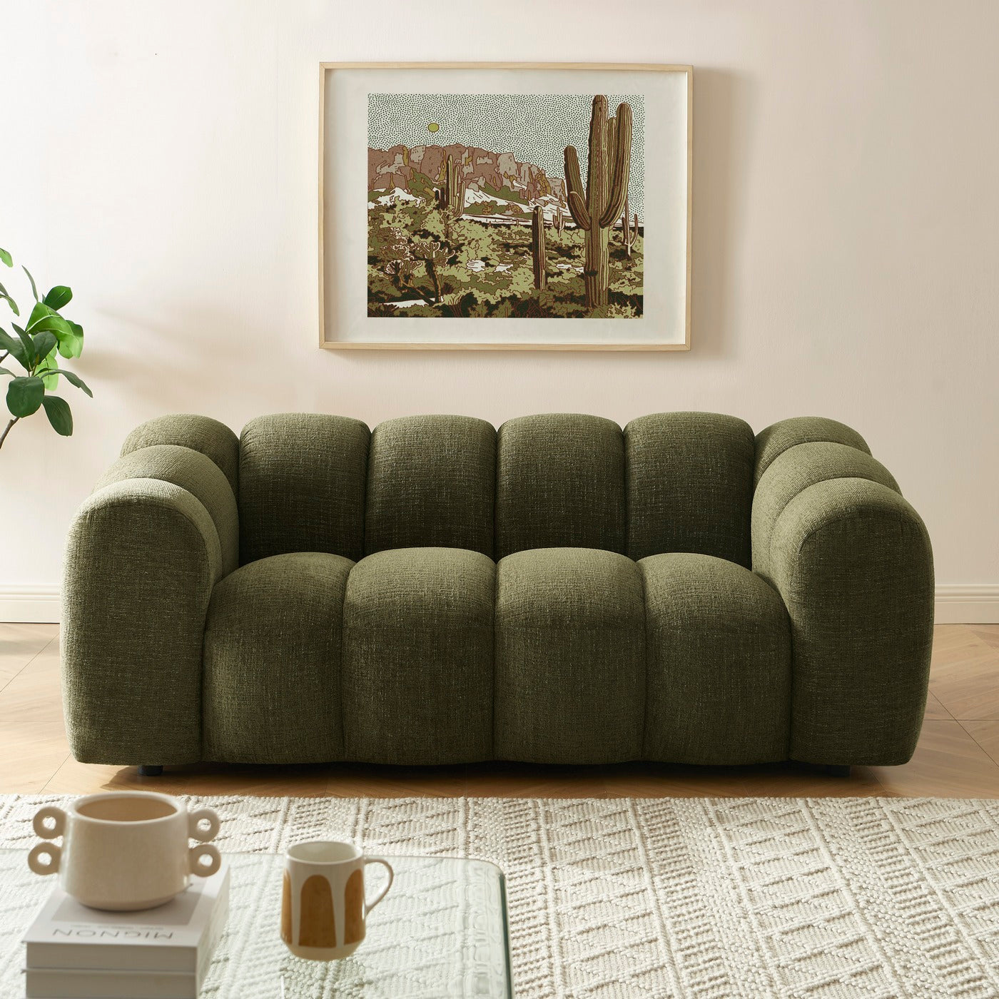 Sunny - Canapé 2 Places - Tissu Tweed - Vert