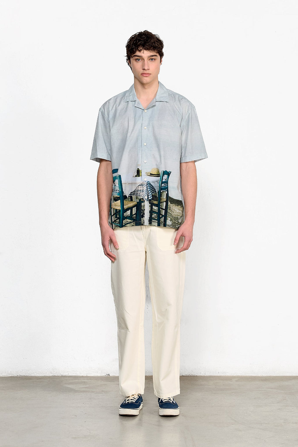 Sunset Postcard Light Blue Short-Sleeved Shirt