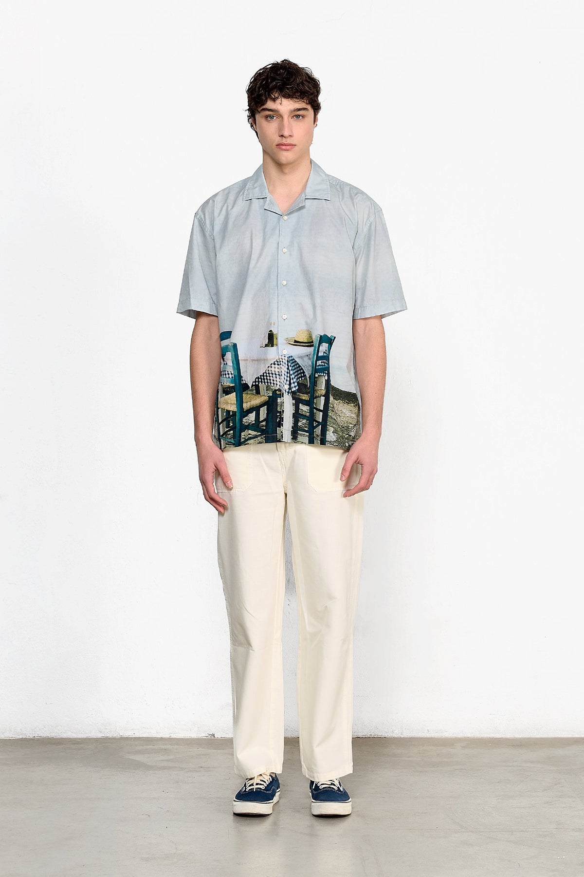 Sunset Postcard Light Blue Short-Sleeved Shirt