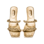 Roxana Gold Flat Two Strap Sandal