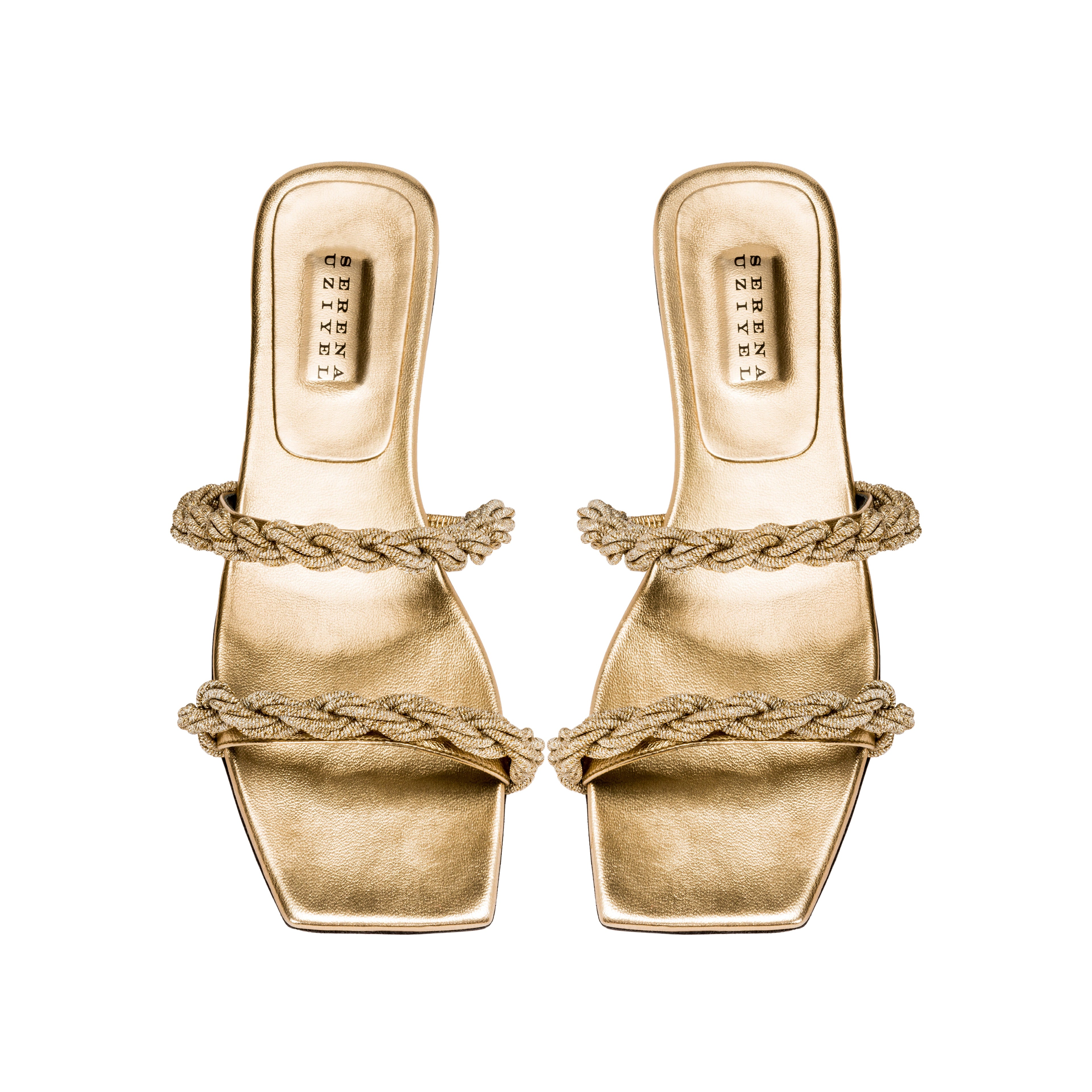 Roxana Gold Flat Two Strap Sandal