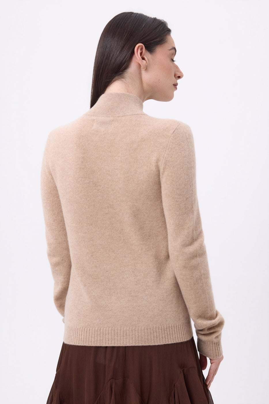 Stehkragenpullover Goldene Knöpfe Swan - Cremebeige - Damen - 100% Kaschmir