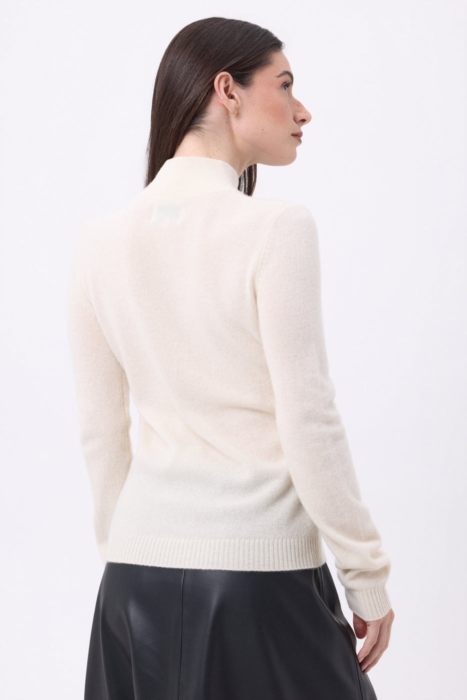 Pull Col Montant Boutons Dorés Swan - Blanc - Femme - 100% Cachemire