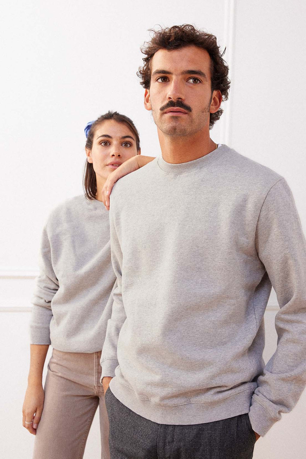 Meleret Grå Sweatshirt - Herre