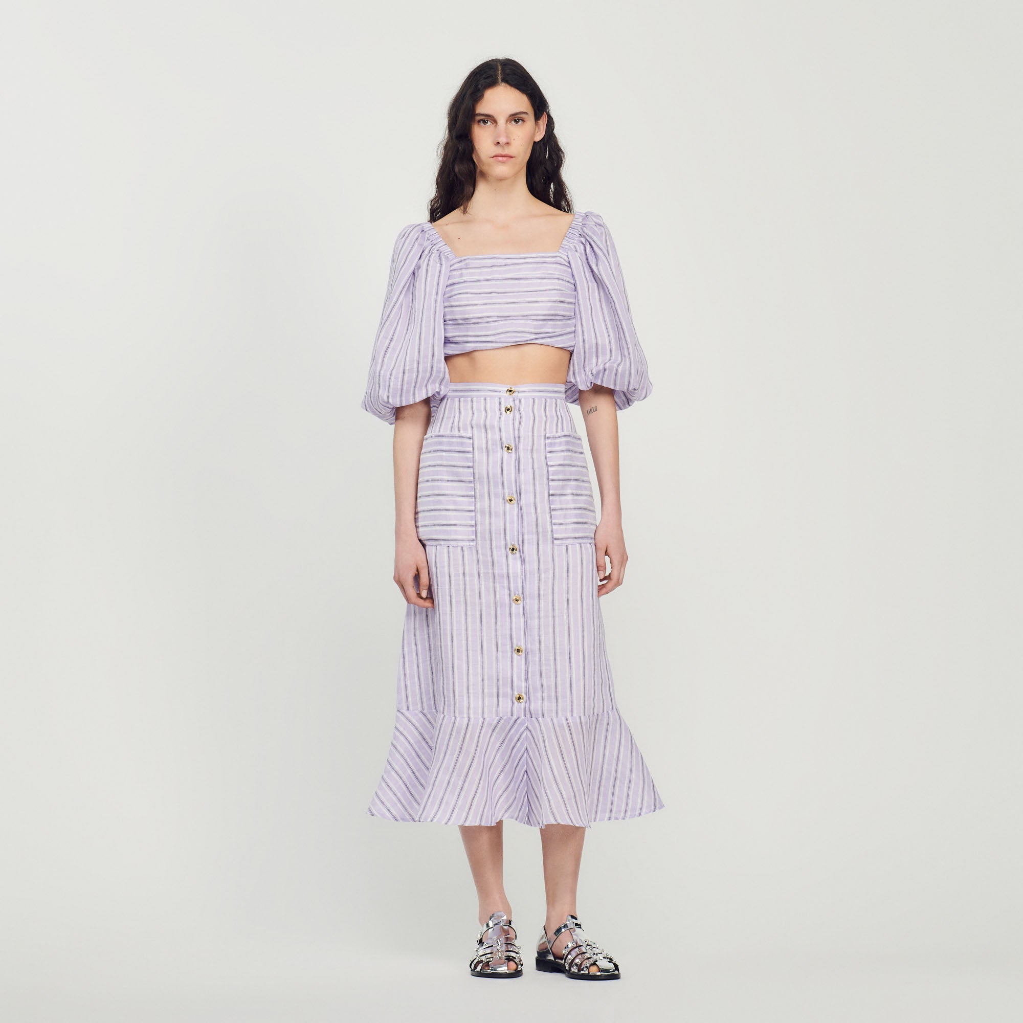 Striped Flared Skirt