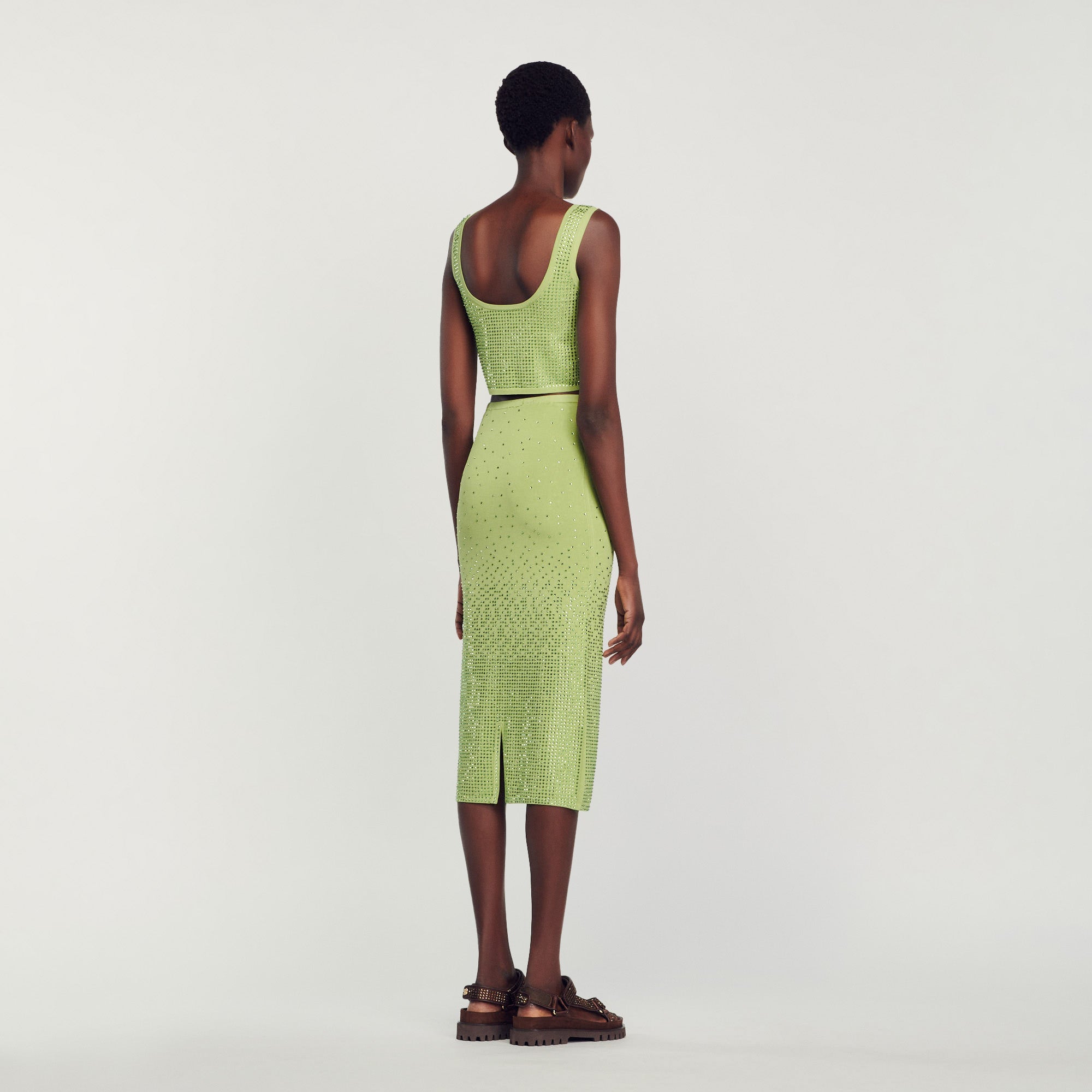 Midi Skirt Embellished With Rhinestones