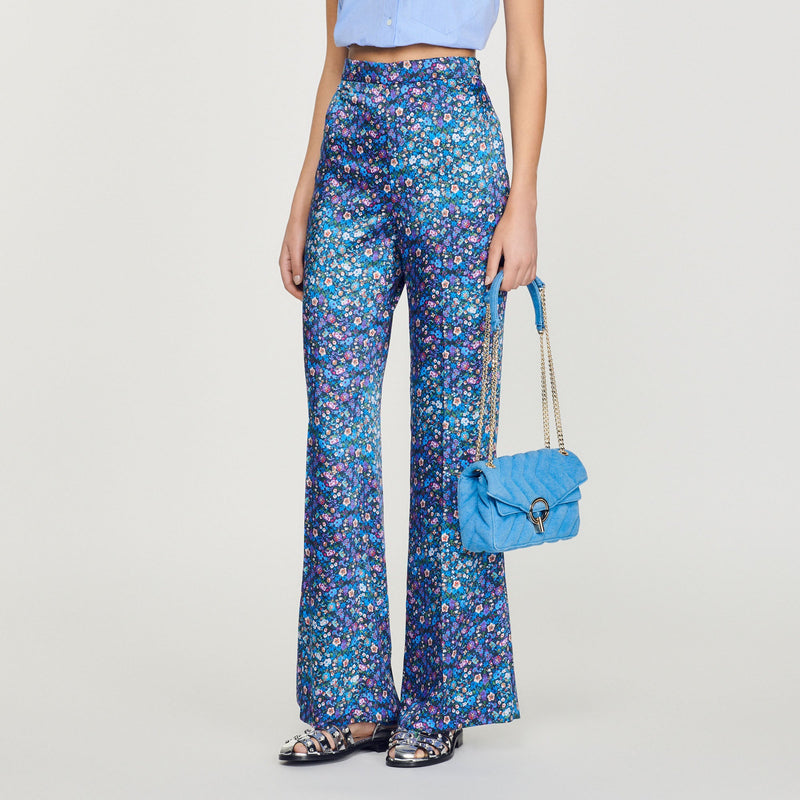 Pantalón de satén con estampado floral
