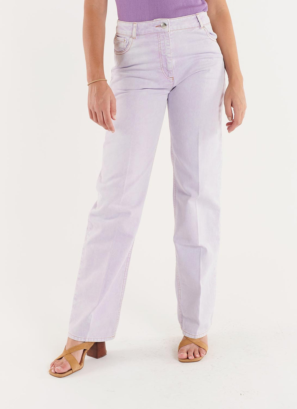 Embroidered Jeans - Lilac - Women