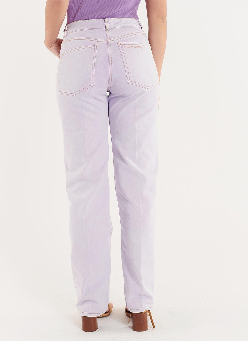 Embroidered Jeans - Lilac - Women