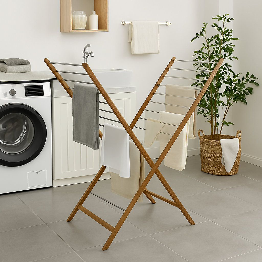 Clothes dryer X-shaped design folding solid wood drying rack 10M XENIA
