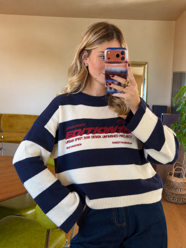 Gestreifter Pullover Édition19 Marineblau