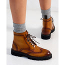 Bottes Derby À Bout D'Aile - Marron Brun - Femme