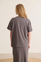Tee-shirt volume oversize, col rond, manches courtes. Une pièce essentielle Garance Paris