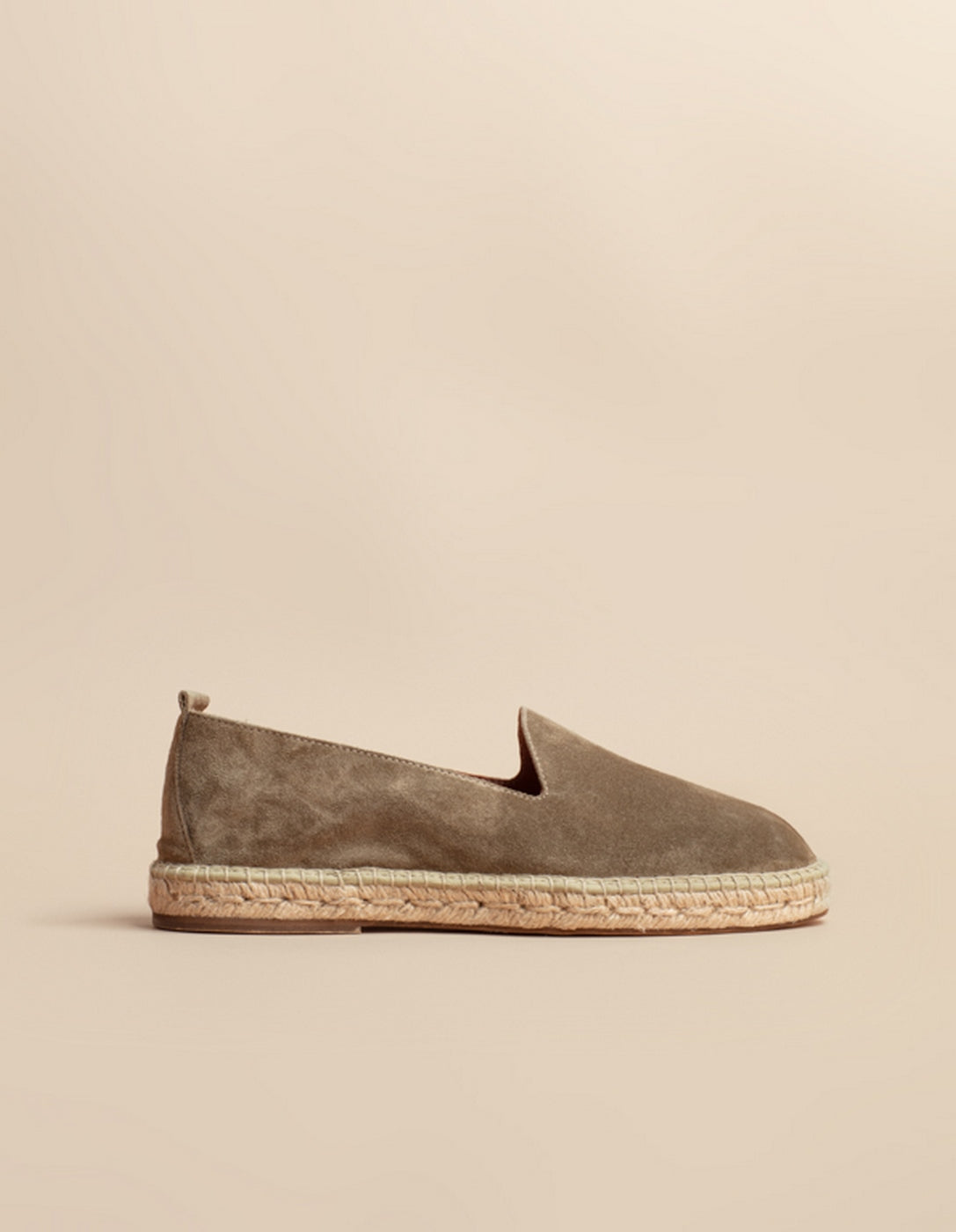 Espadrilles Plates Taormina - Cuir Daim Kaki - Homme