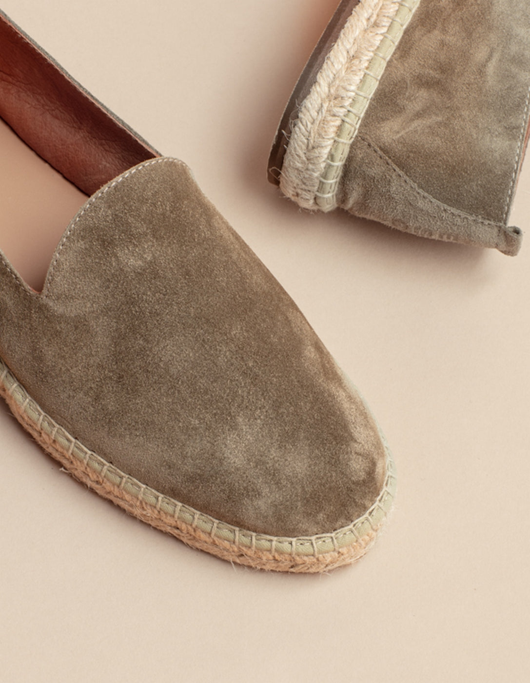 Espadrilles Plates Taormina - Cuir Daim Kaki - Homme