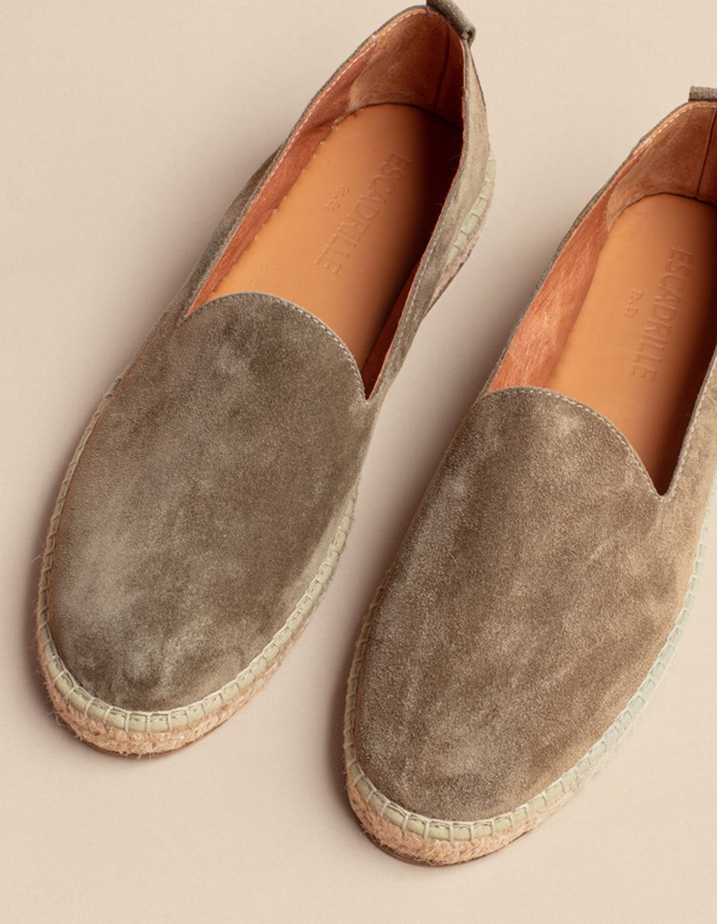 Espadrilles Plates Taormina - Cuir Daim Kaki - Homme