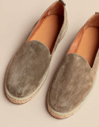 Espadrilles Plates Taormina - Cuir Daim Kaki - Homme