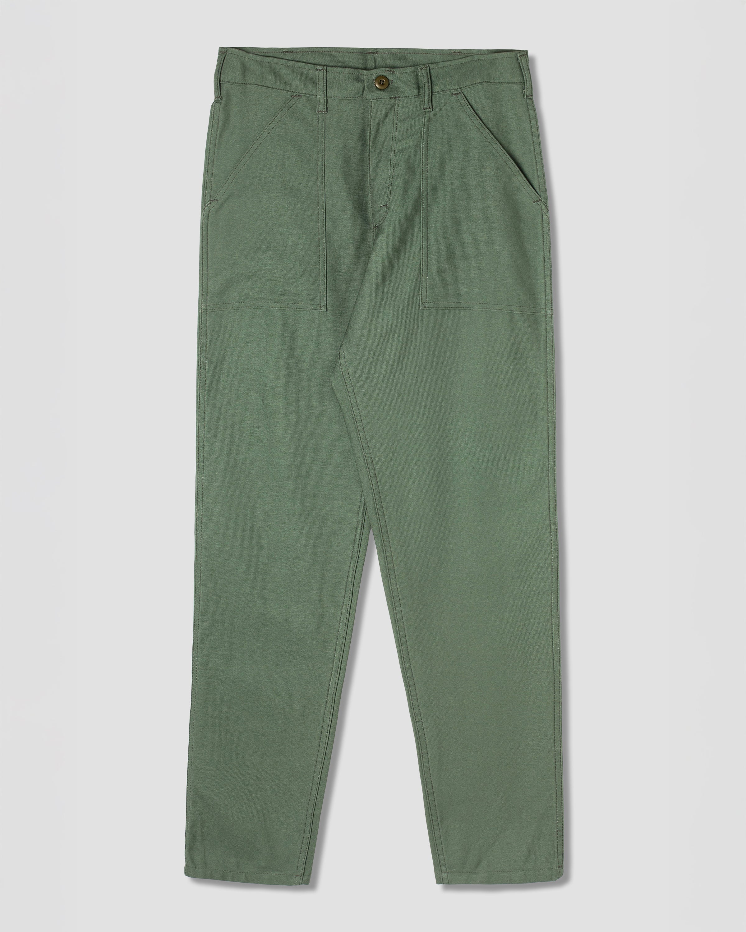 Taper Fatigue Trousers - Olive Sateen 8.5oz
