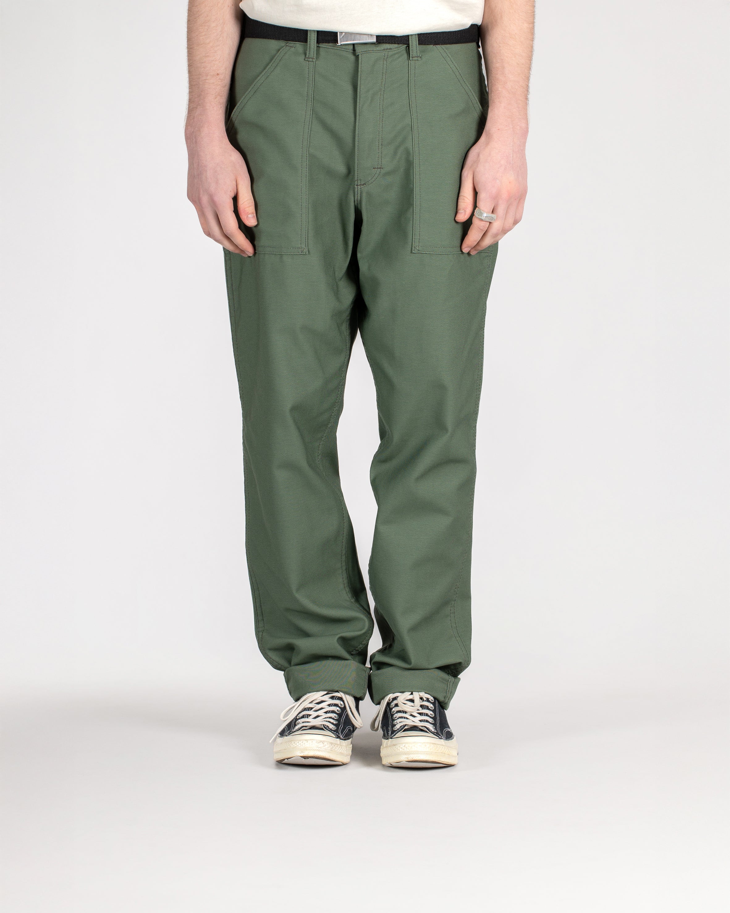 Taper Fatigue Trousers - Olive Sateen 8.5oz