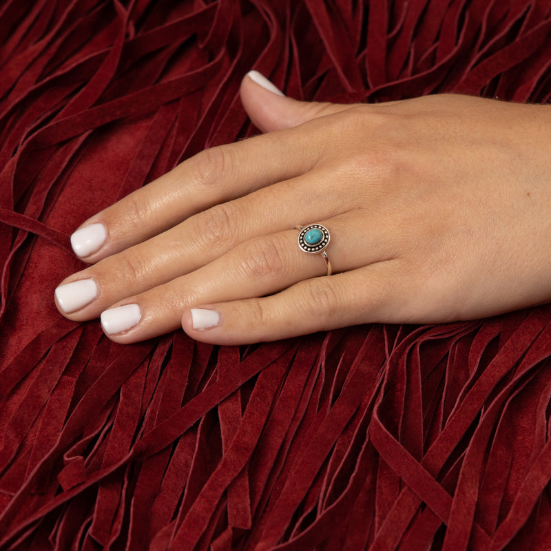 Anillo Sajino Turquesa 0.09Ct Y Plata De Ley