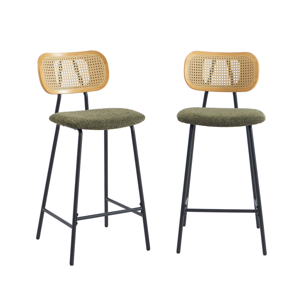 Tina - Set di 2 sgabelli - Intreccio in rattan