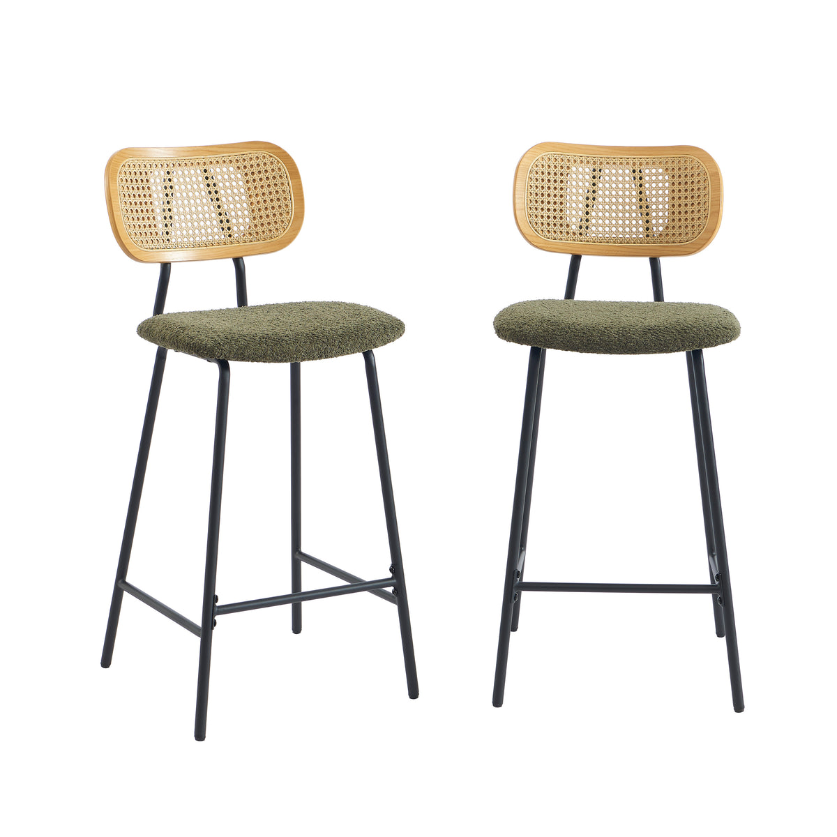 Tina - Set di 2 sgabelli - Intreccio in rattan