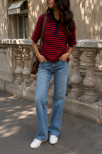 Tom Short-Sleeved Polo Shirt - Navy/Red