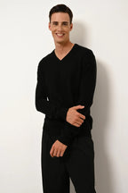 Jersey Cuello en V - Tom - Negro