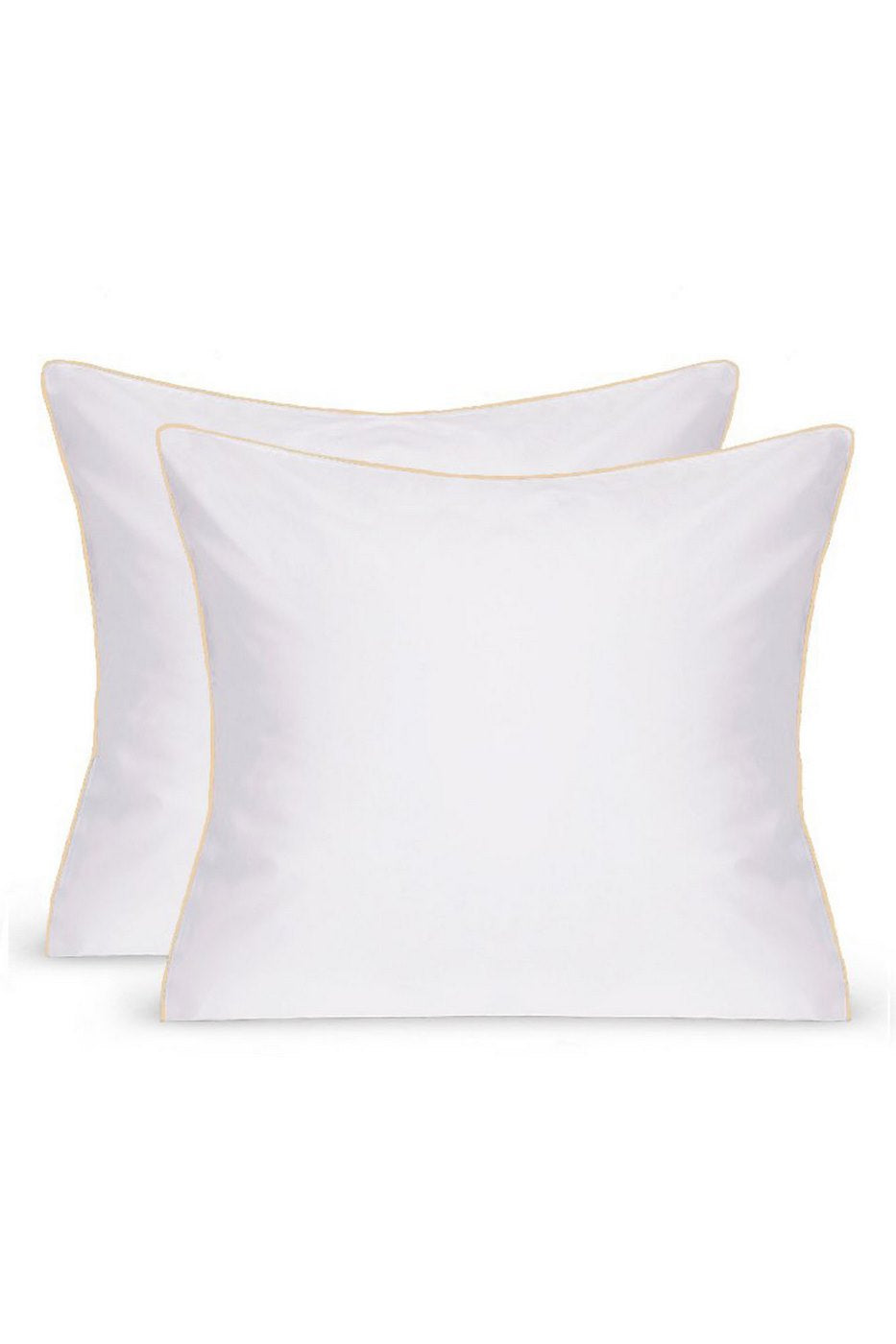 Paire De Taies D'Oreiller - Percale De Coton - Blanc Liseré Ecru