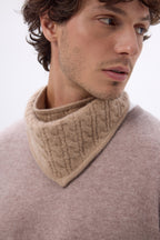 Sciarpa Triangolo con Trecce Tory - Beige Crema - Uomo - 100% Cashmere