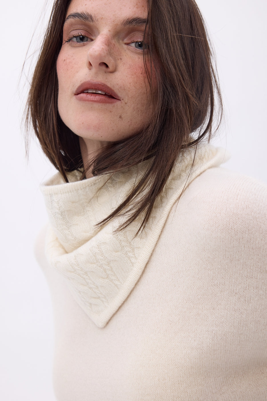 Sciarpa a triangolo a trecce Tory - Bianco - Donna - 100% Cashmere